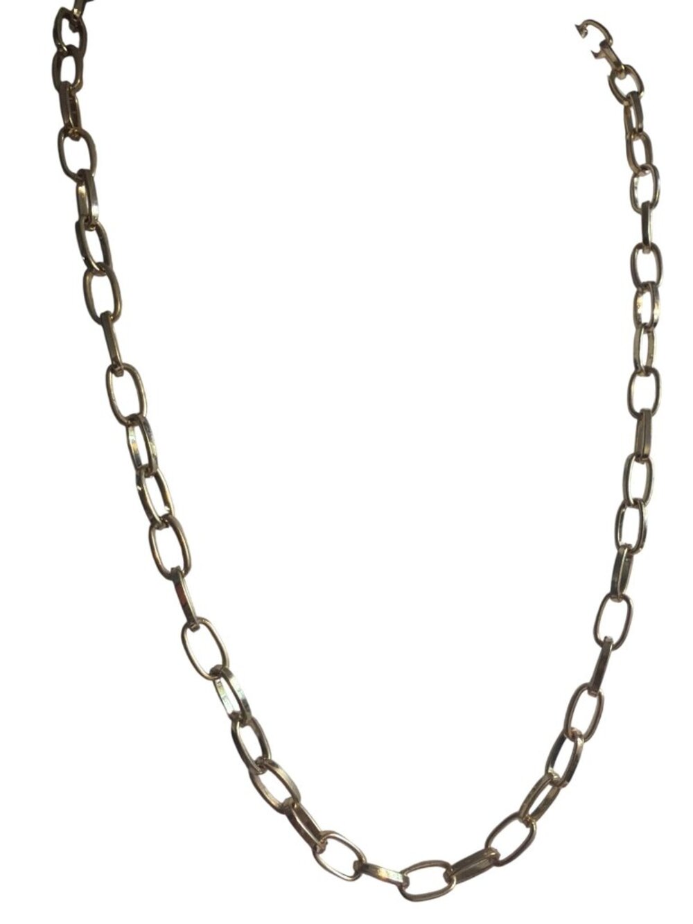 Gold Tone Paperclip Chain Necklace Lobster Clasp Layer Stack Classic Adj 22"